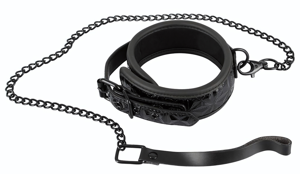 Ошейник и поводок с геометрическим узором Collar with Leash (Цвет: черный)