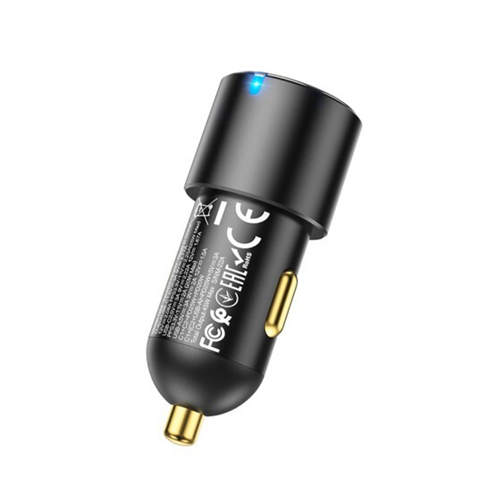 Автомобильное зарядное устройство HOCO NZ6, 1xUSB + 2xUSB-C, 45 Вт, черный, , 013276