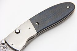 Нож Буди Вэстона Дамаск карбон синий Buddy Weston customфотография - 3