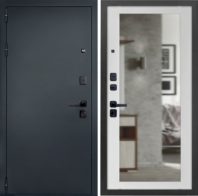 Входная дверь Брест Зеркало Белый матовый