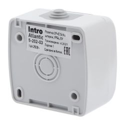 Розетка Intro Atlantic 5-202-03 с заземлением со шторками 2P+E Schuko 16А-250В IP54 ОУ серый | Intro