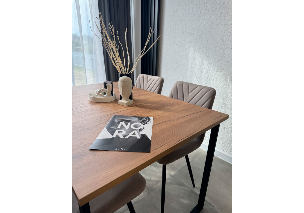 Стол деревянный Woodville Лиман 117 (157) x 77 дуб крафт золотой, черный матовый, ножки черные