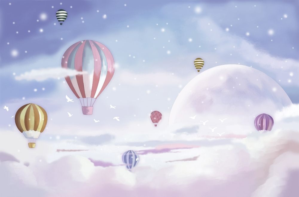 Фотообои воздушные шары над облаками 06-319