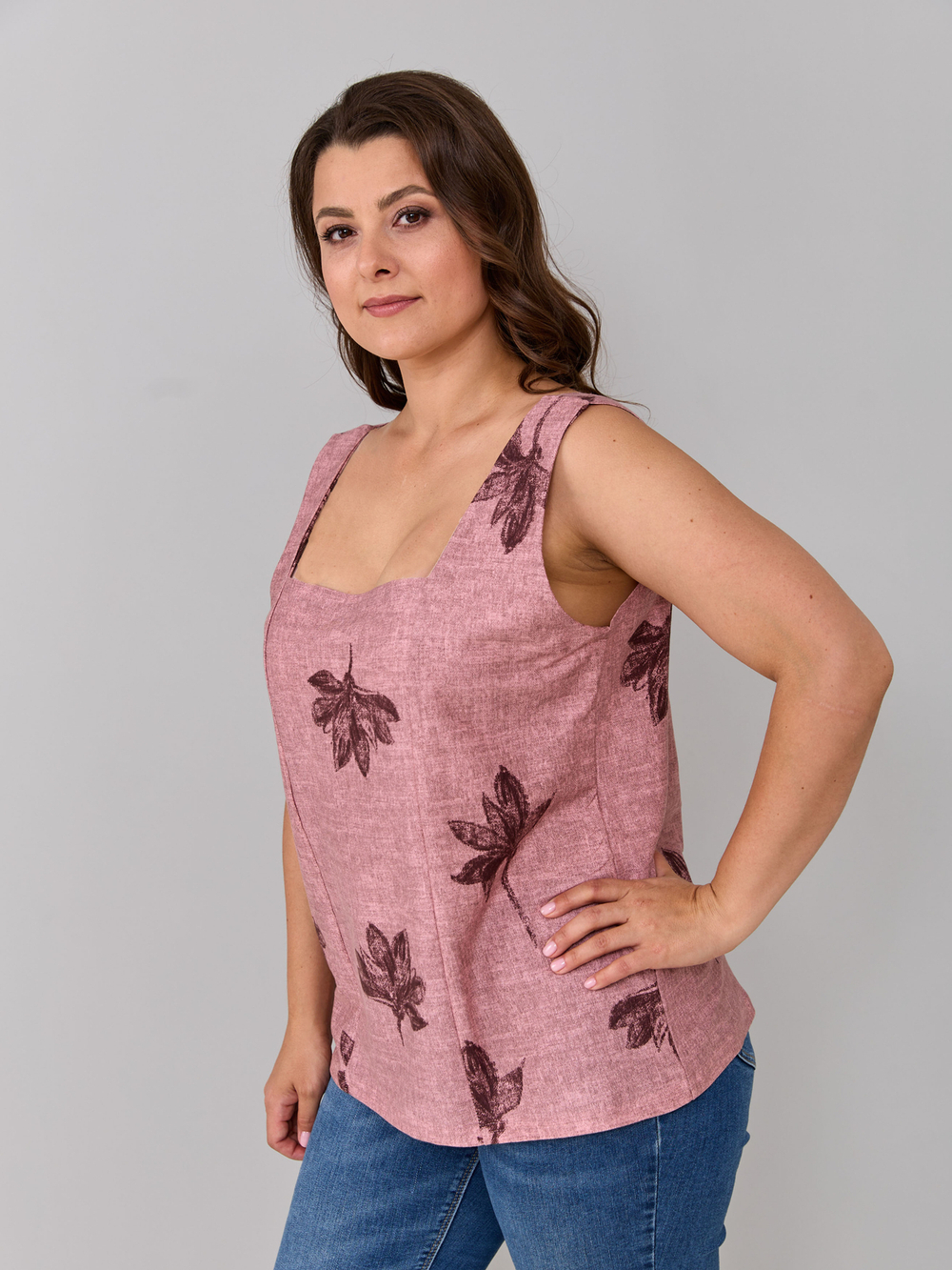 Майка Мк-440Х/коричневый-лилии