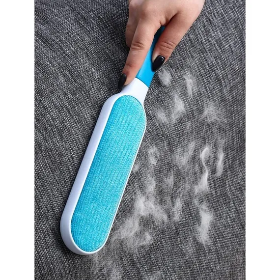Щётка для удаления шерсти и волос с одежды и мебели с ручкой 33×7,5×5 см, цвет синий