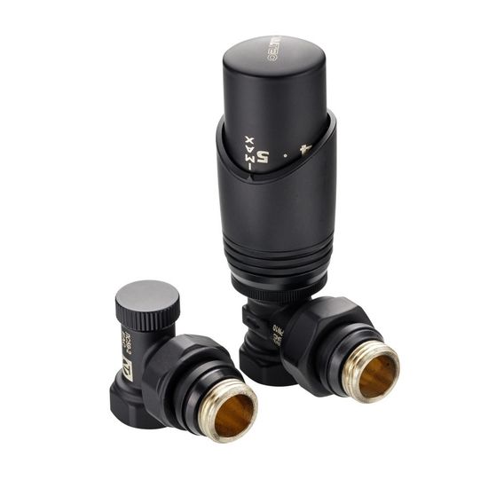 Комплект терморегулирующего оборудования Valtec 1/2" угловой (VT.045.BR.04) чёрный