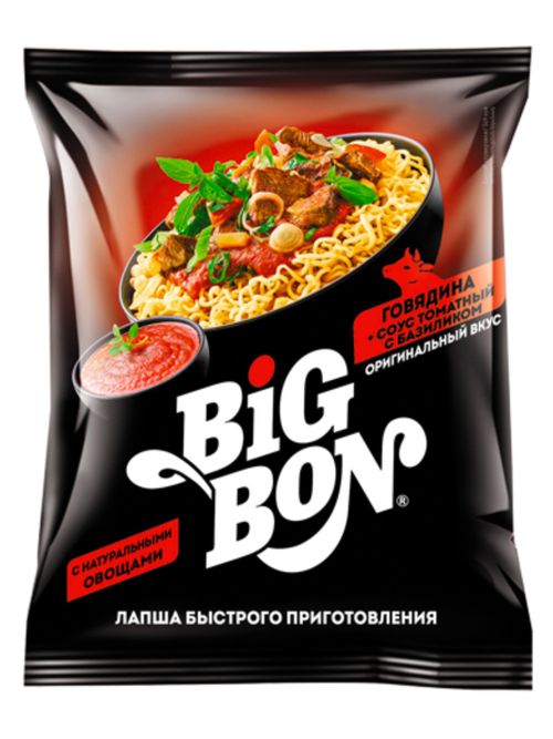 Лапша Big Bon Говядина в томате с базиликом 75 г