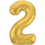 Шар фольгированный Цифра 2 101 см (Золотой)