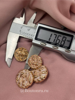 Пуговицы объемные золотистые с молочной эмалью