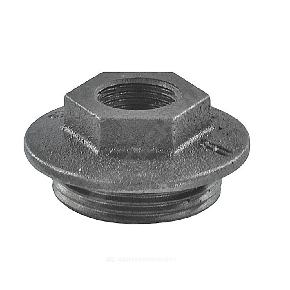 Заглушка (пробка) проходная 1 1/4"x1/2" правая резьба для чугунных радиаторов CRMTCLB