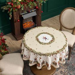 СКАТЕРТЬ КРУГЛАЯ "ЩЕЛКУНЧИК" ,150СМ , БЕЖЕВЫЙ ,100% ХЛОПОК , ТВИЛ