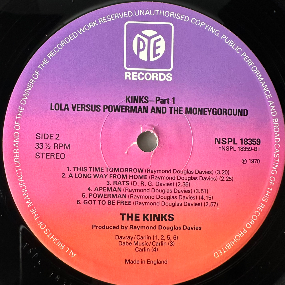 The Kinks ‎– Part 1 Lola Versus Powerman And The Moneygoround (Англия 1972г.)