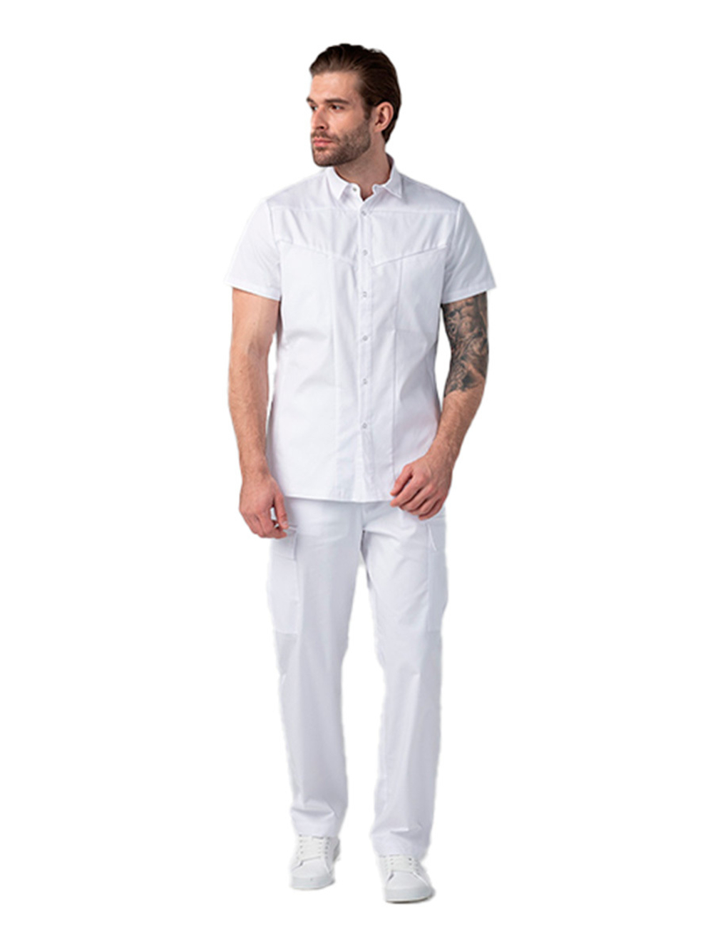 Рубашка медицинская мужская Dr. Nice DRN711 с отложным воротником, белый, 54