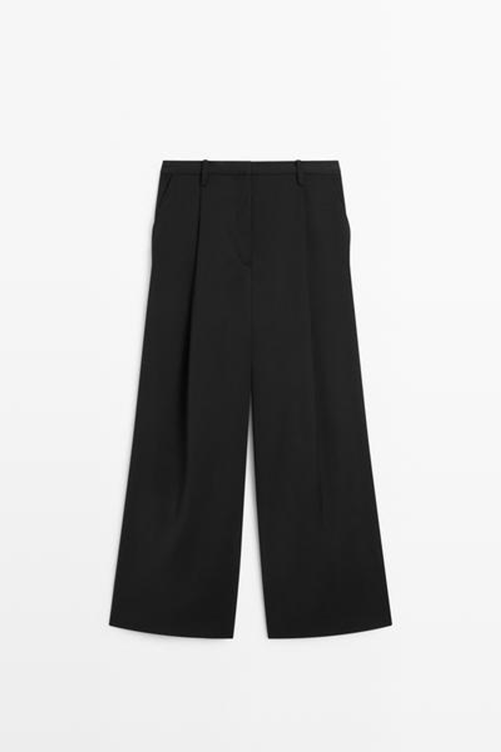Massimo Dutti Драпированные укороченные широкие брюки, черный