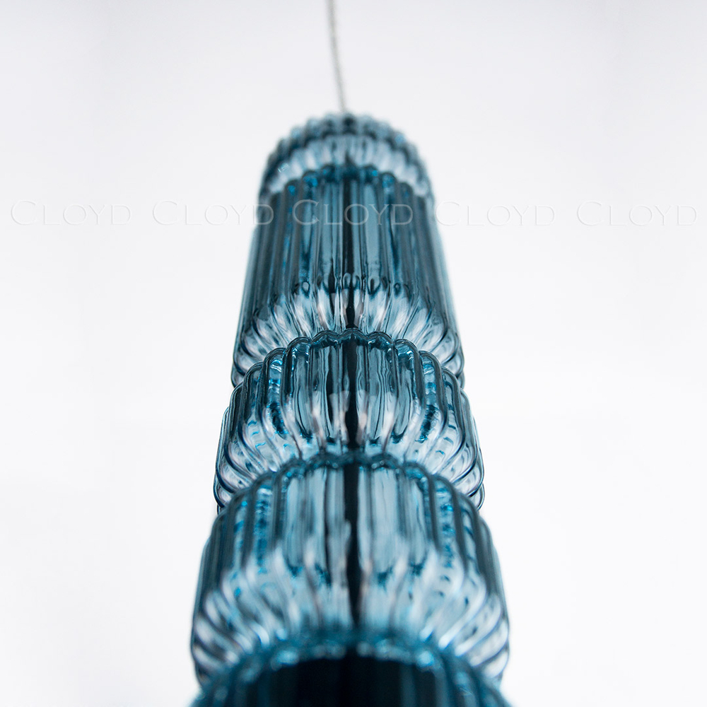 Подвесной светильник Cloyd HOW P1 / выс. 39 см - черный - синее стекло (арт.11604)