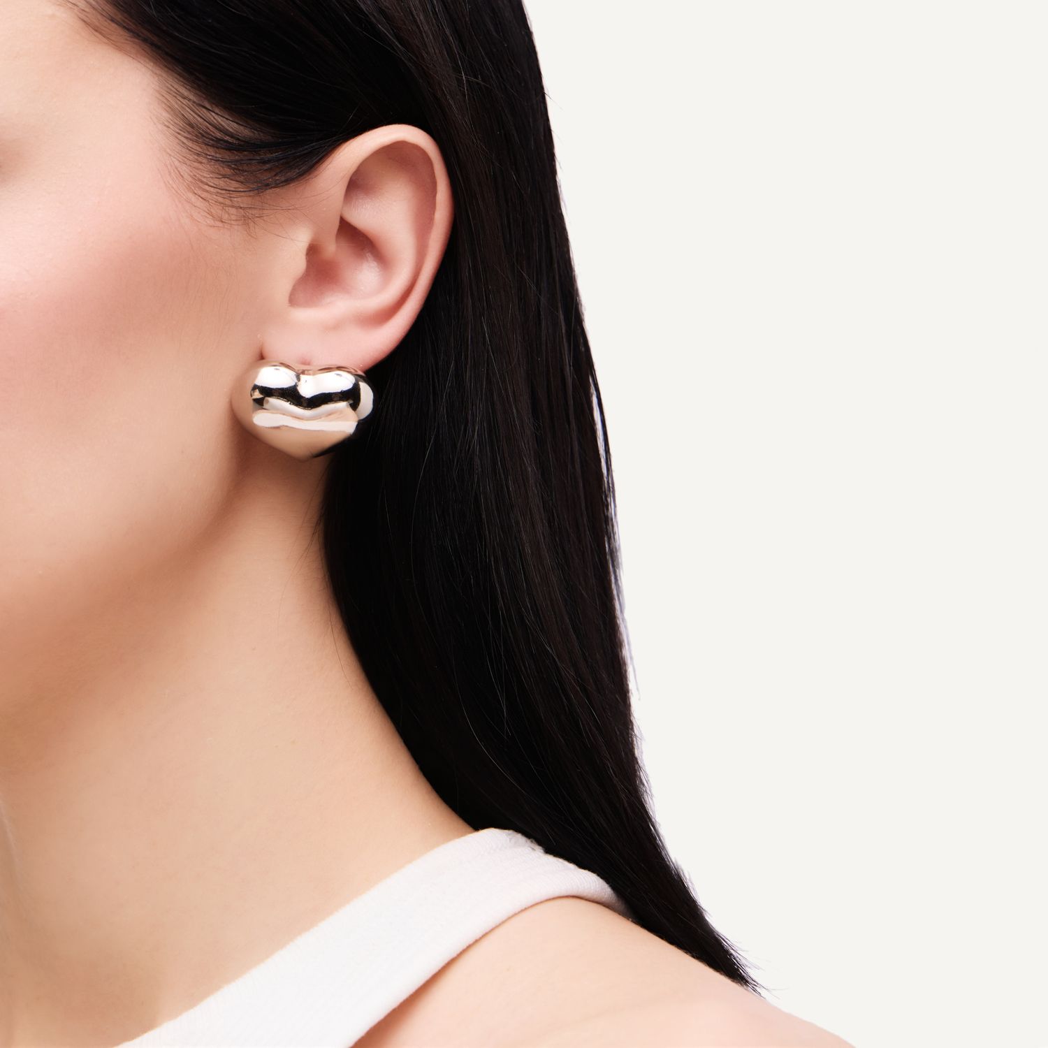 Серьги Smooth Hearts Earrings - Silver