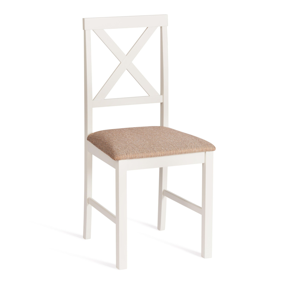 Обеденный комплект Хадсон (стол + 4 стула)/ Hudson Dining Set дерево гевея/мдф, стол: 110х70х75см / стул: 44х42х89см, ivory white (слоновая кость), ткань кор.-зол