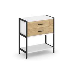 Shelf System Односекционный стеллаж двухярусный с ящиками SN.STM-212 Белый/Тиквуд Светлый/Металл Чер