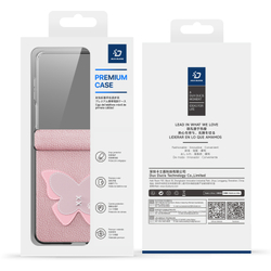 Чехол розового цвета (Butterfly Edition) из искусственной кожи от Dux Ducis для Samsung Galaxy Z Flip 7, серия Luvy Series Case