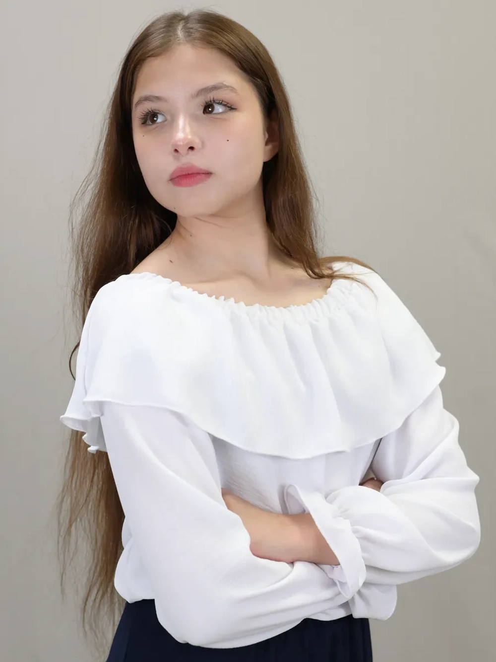 Блузка школьная с воланом на резинке