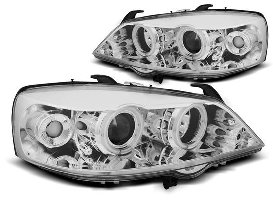 Передние фары Angel Eyes для Opel Astra G (97-04) CCFL Chrome