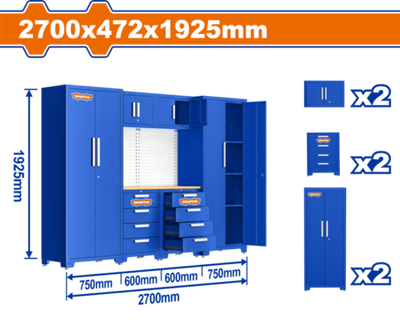 Модульный гаражный шкаф 2700х472х1925 мм WADFOW WCS3A06
