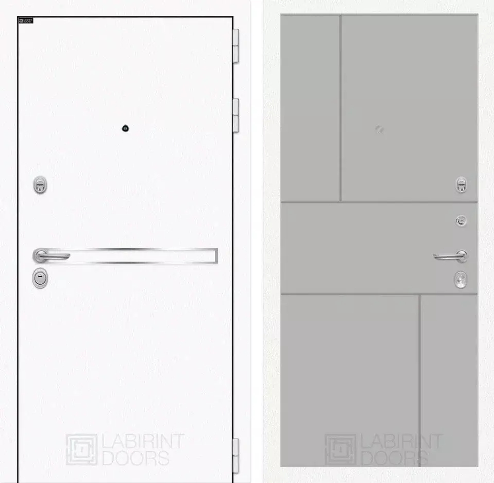 Дверь входная Лабиринт Лайн WHITE 21 Грей софт металлическая