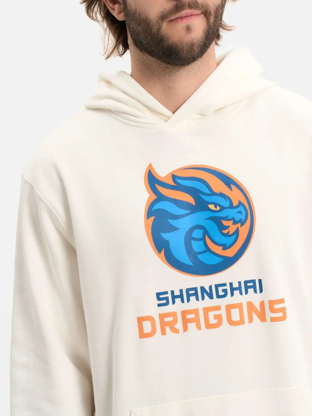 Толстовка с капюшоном молочная с лого ХК "Шанхайские Драконы" (ТМ Atributika&Club)