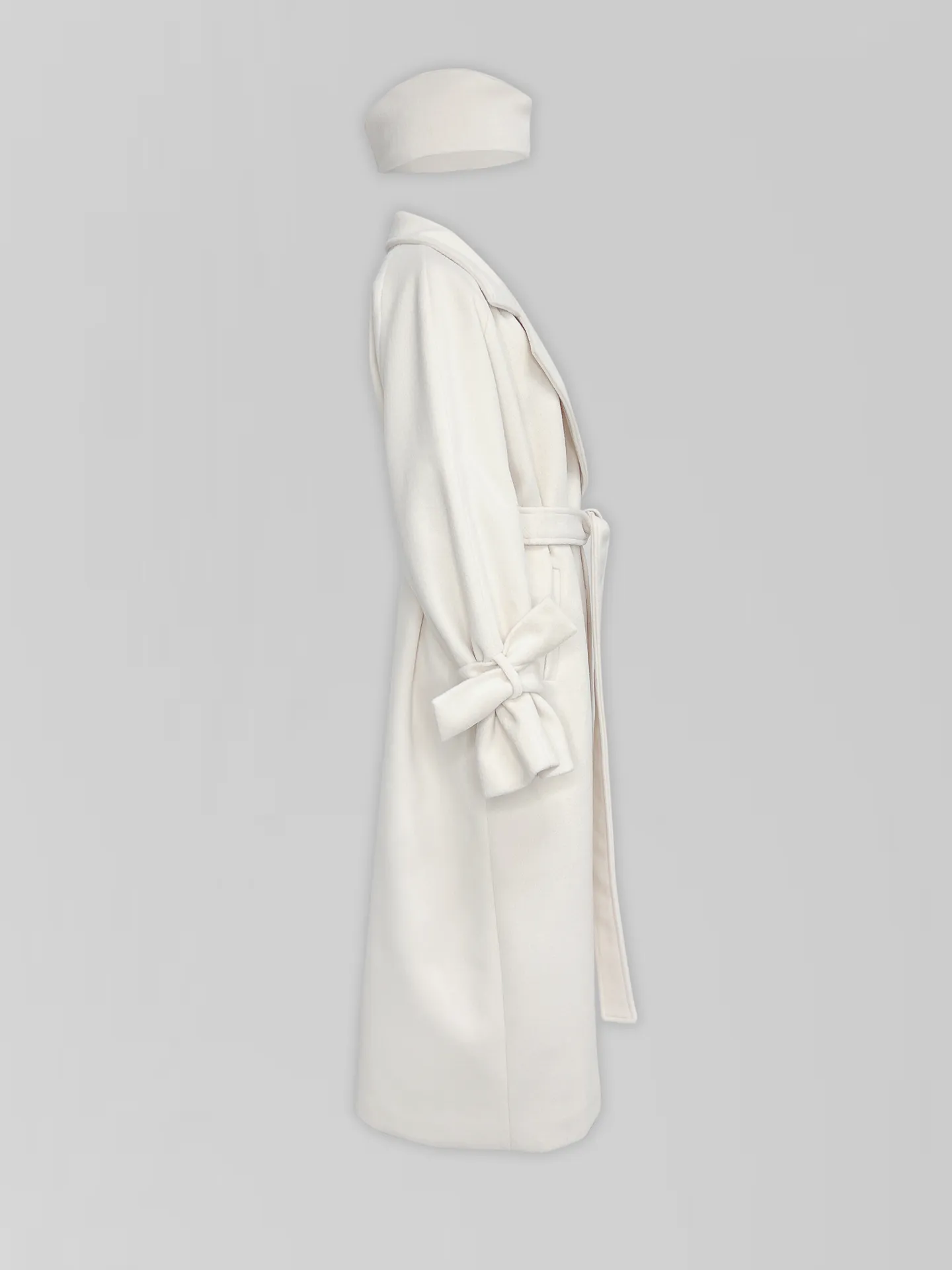 Пальто Agdali Brand длинное однотонное на две пуговицы с завязками на рукавах