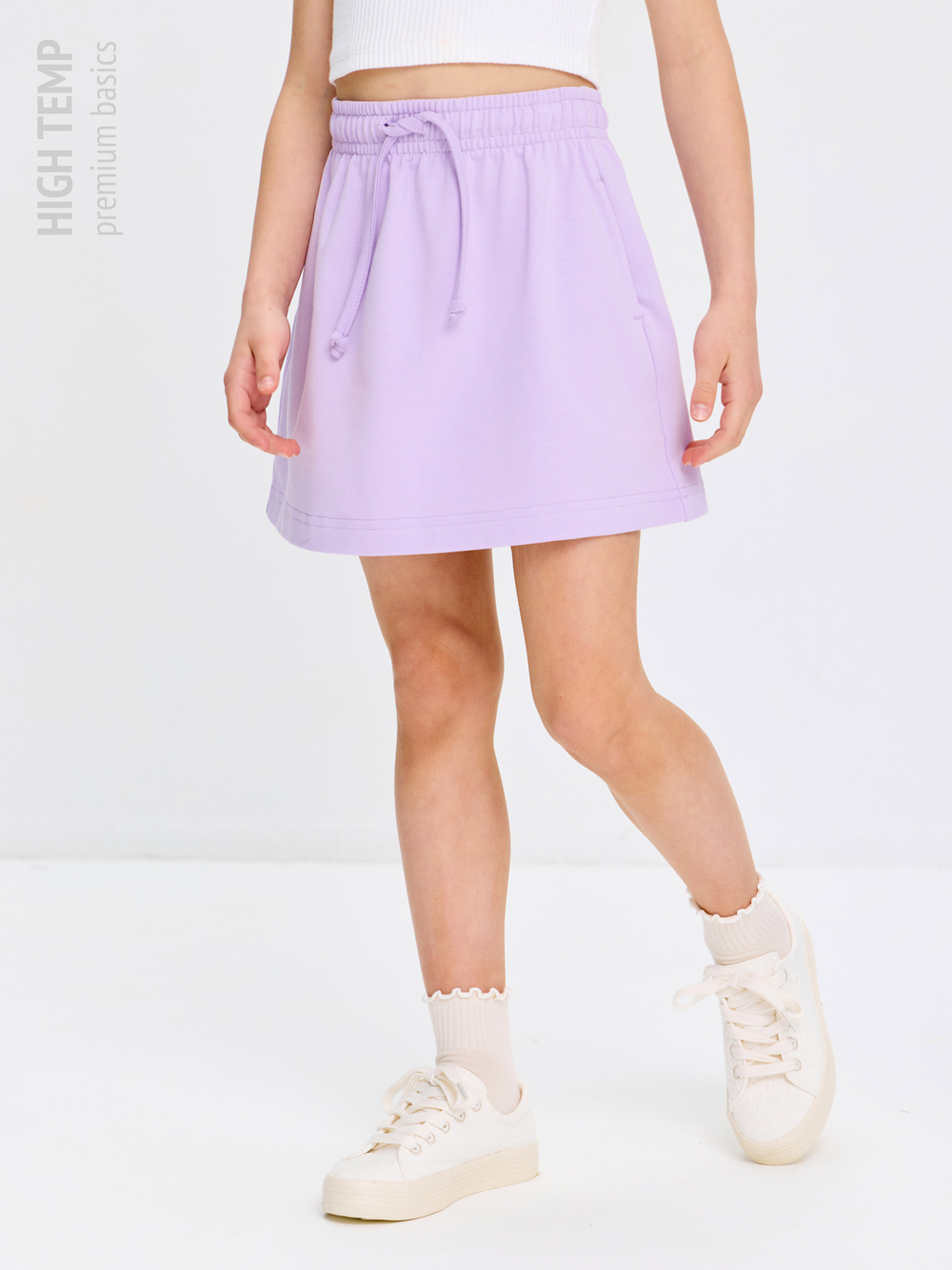 Мини юбка из футера с карманами