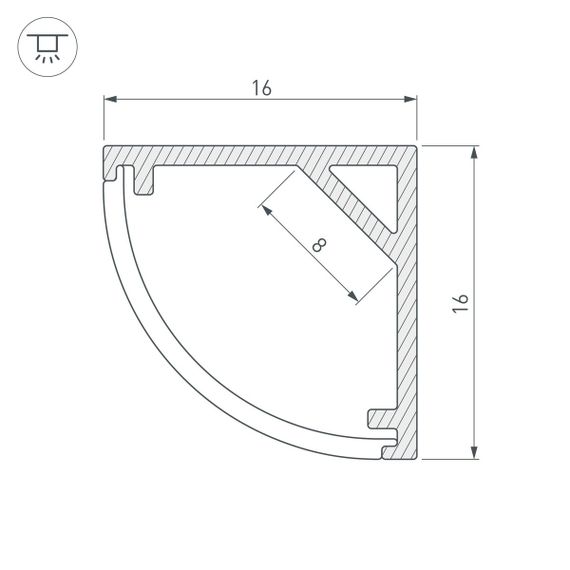 Профиль с рассеивателем Arlight SL-Kant-H16-2000 Anod+Opal 036843
