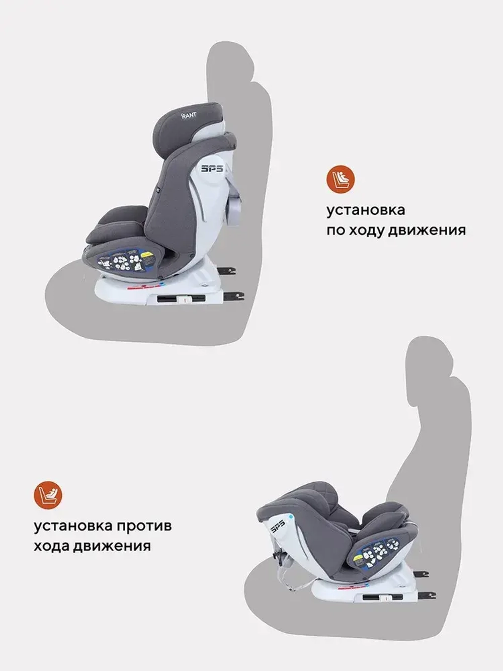 Автокресло RANT UB619 "NITRO Plus" isofix Grey группа 0+-1-2-3 (0-36 кг) (2025)