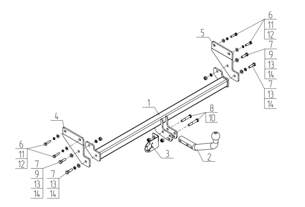 Фаркоп для Kia Soul 2019- Тип шара: A. Нагрузки: 1200/75 кг, KI 38