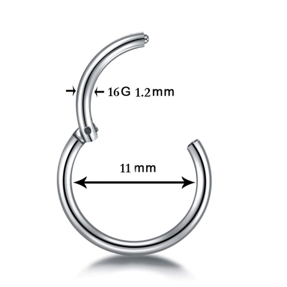 Кольцо-кликер с замком 11 мм толщиной 1.2 мм для пирсинга. Медицинская сталь