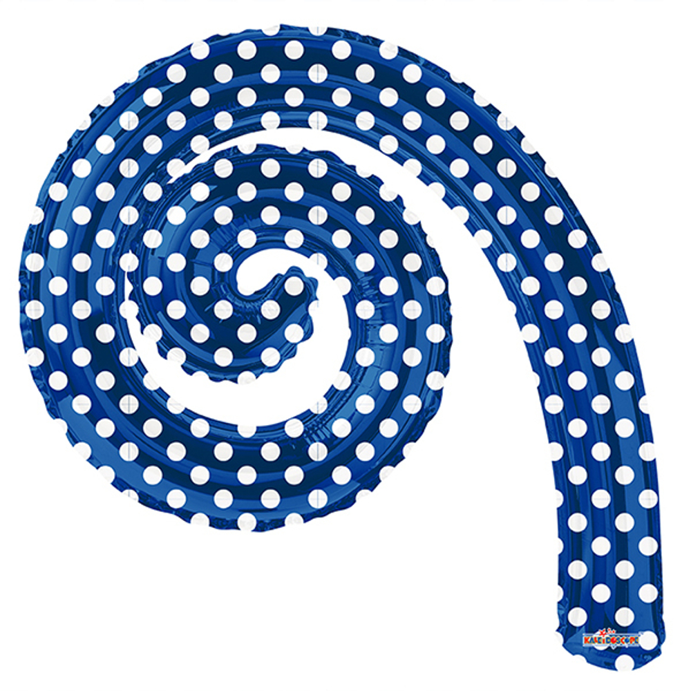 K Спираль ROYAL BLUE в горошек 14"/36см шар фольга. Ж60