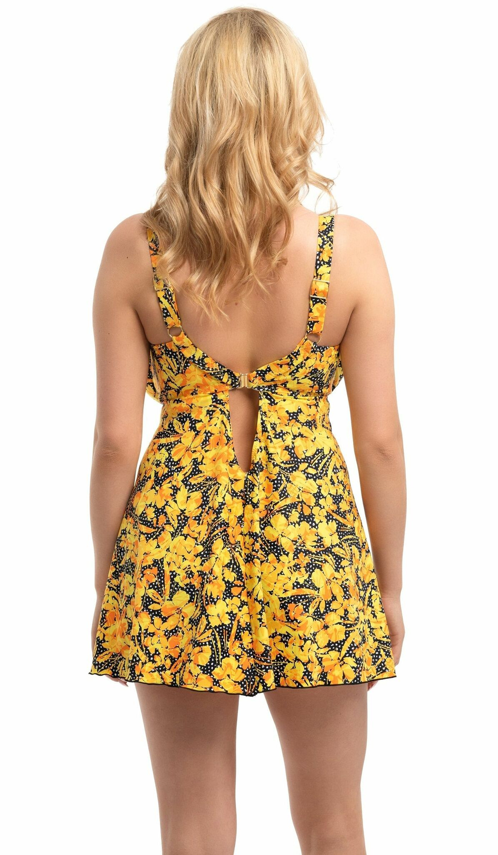 Жёлтый пляжный топ-танкини с цветочным принтом (Размер: 95E) (Цвет: желтый)