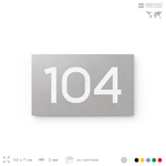 Номер на дверь квартиры 104, табличка на дверь для офиса, кабинета, аудитории, склада, серый 120х70 мм, Айдентика Технолоджи