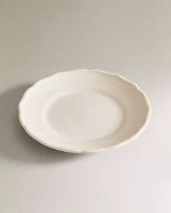 ZARA HOME ФАЯНСОВАЯ ТАРЕЛКА ДЛЯ ХЛЕБА С РЕЛЬЕФНОЙ КРОМКОЙ, ЭКРЮ