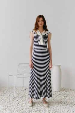 Платье макси с морским воротником
