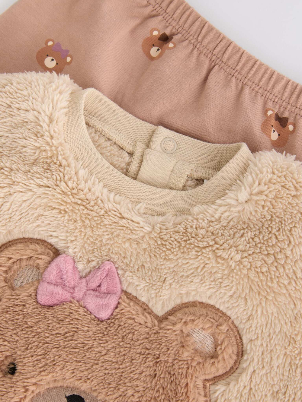 Толстовка флисовая и легинсы в комплекте для малышей Next 904-482, Бежевый, Коричневый