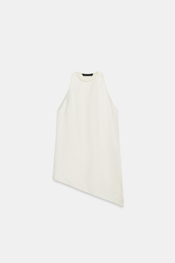 ZARA АСИММЕТРИЧНЫЙ ТОП — ZW COLLECTION, ЭКРЮ