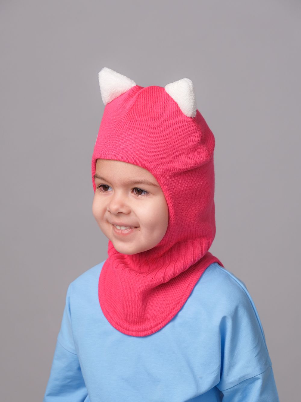 Шлем весенний/осенний вязаный (Фуксия) КИС