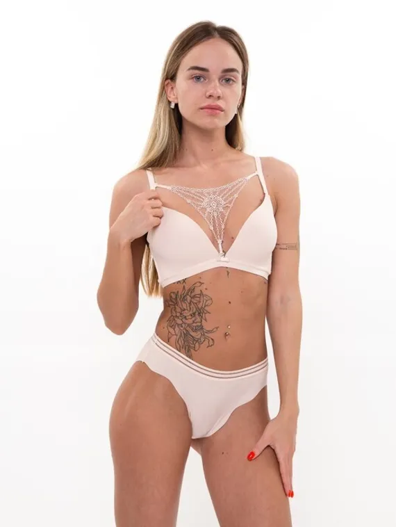 Комплект женский (топ/трусы), цвет бежевый, размер 75В