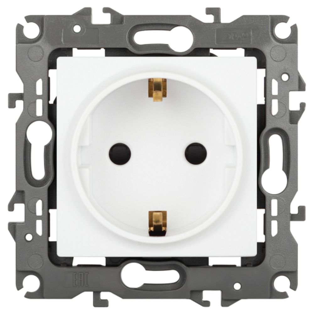 Розетка ЭРА Серия 12 12-2102-01М 2P+E Schuko со шторками 16А-250В белый матовый