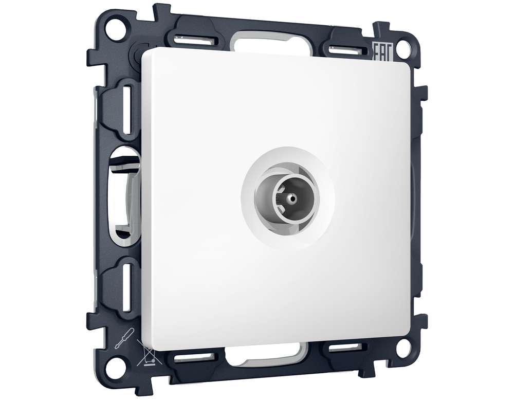 MA133030 Комплект механизма TV розетки проходной ALFA Белый матовый 5-1000 MHz 4dB QUANT (AP1330, VM211)