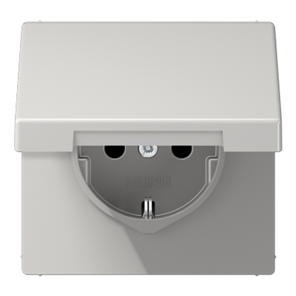 JUNG Штепсельная розетка SCHUKO 16A, 250V~  с крышкой, светло-серый, арт.LS1521KLLG
