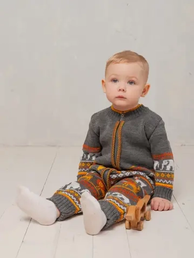 Вязаный комбинезон для новорожденных и малышей на молнии