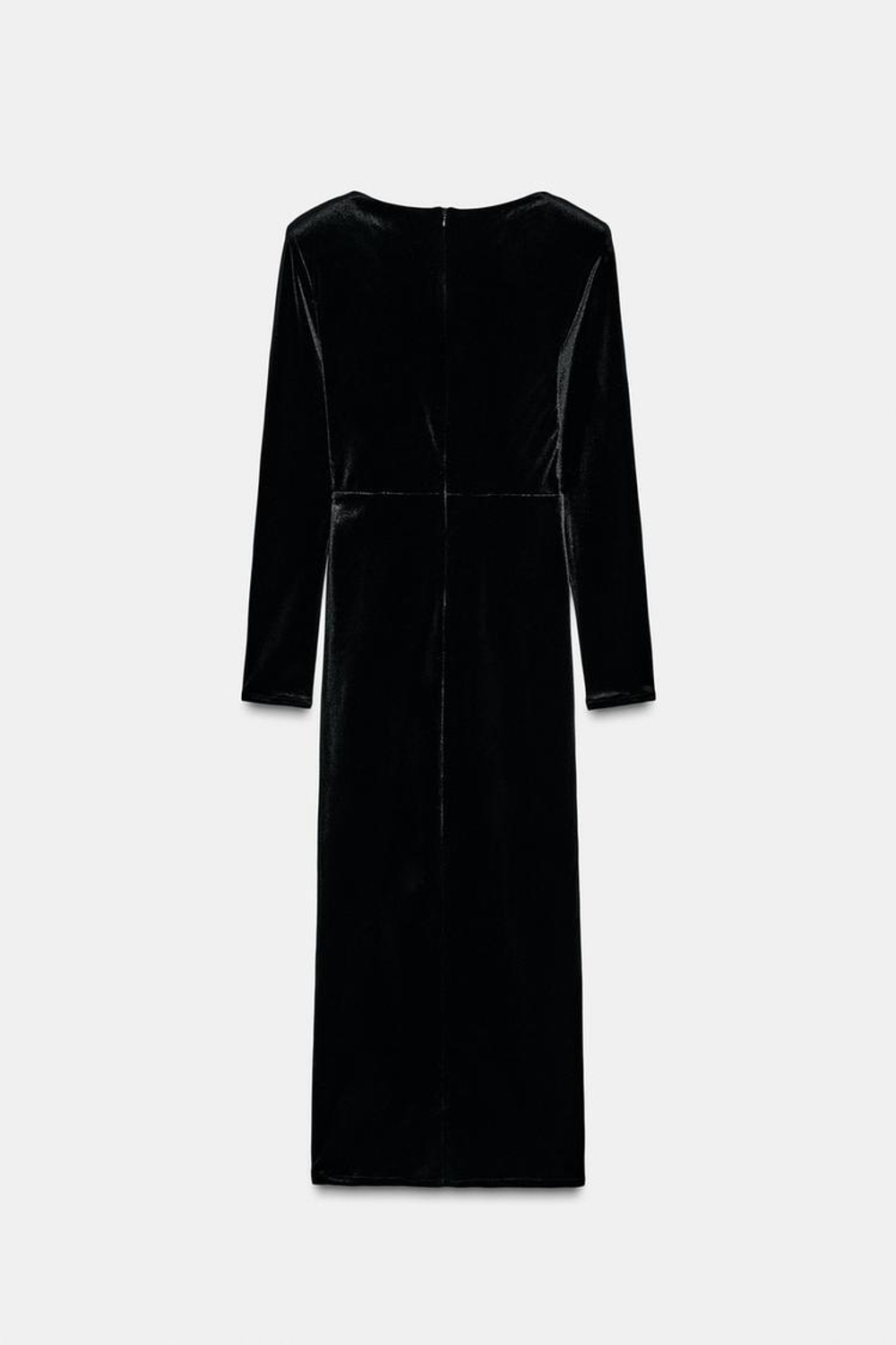 ZARA БАРХАТНОЕ ПЛАТЬЕ МИДИ С БЛЕСТЯЩИМИ ДЕТАЛЯМИ, ЧЕРНЫЙ