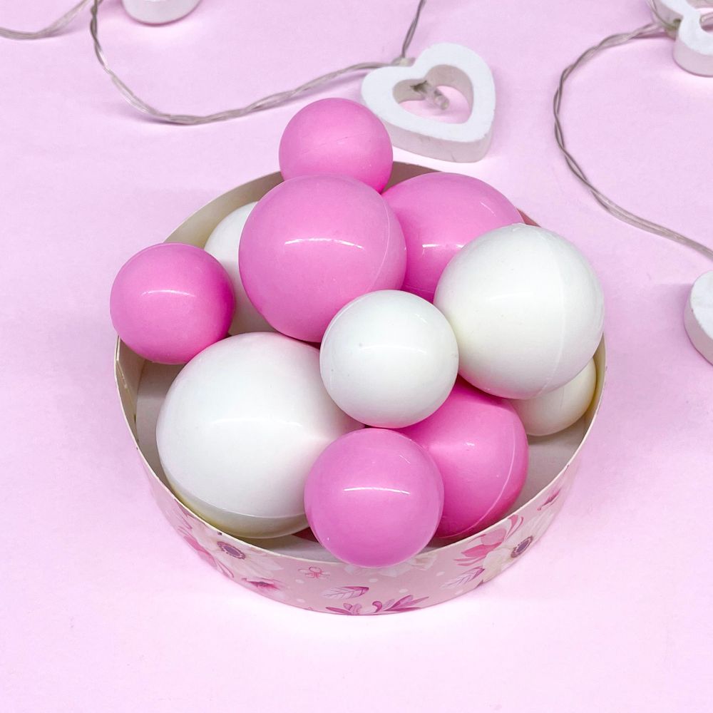 Набор шаров из глазури, малина/ваниль (розовые/белые), 11шт