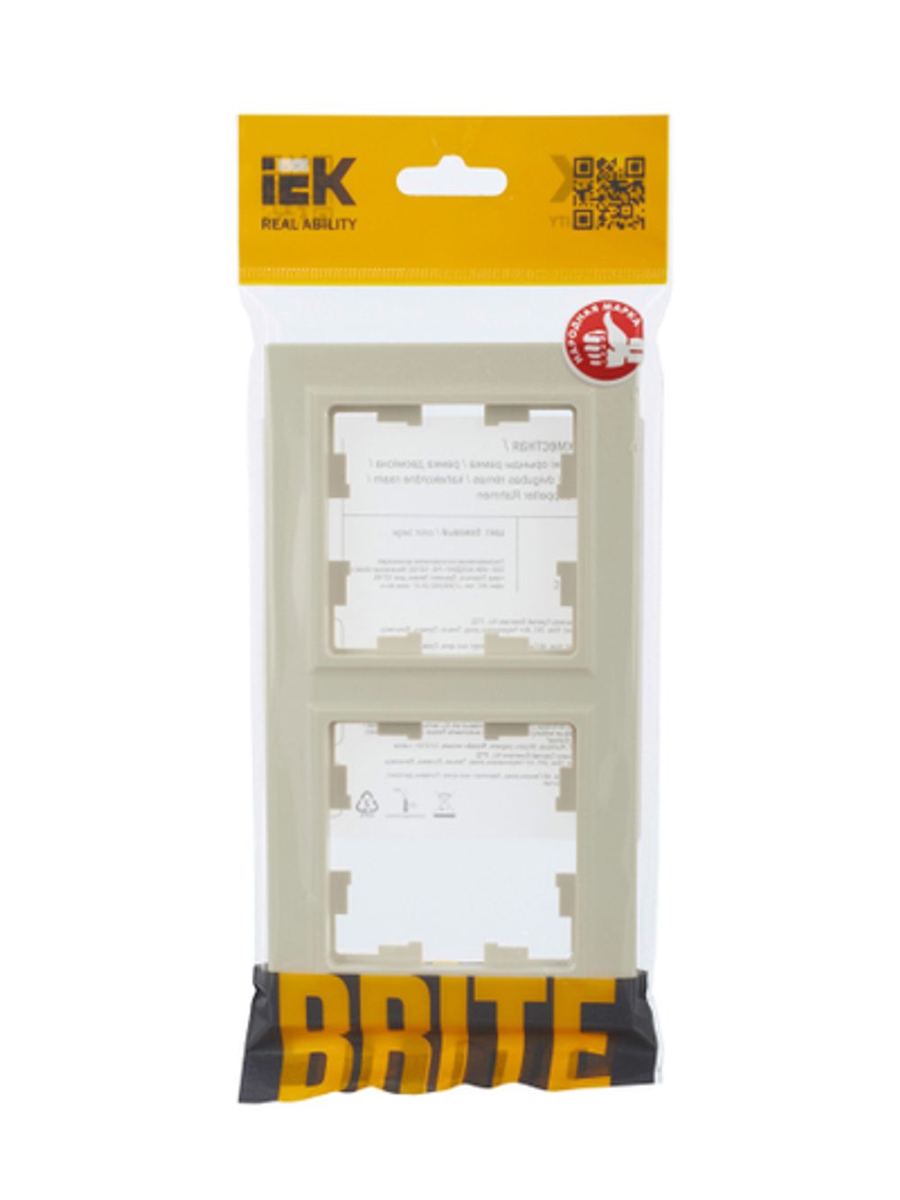 BRITE Рамка 2-местная РУ-2-БрКр бежевый IEK